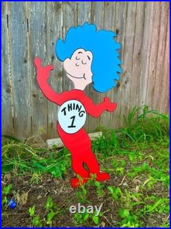 NEW Welcome to Whoville Sign Thing One and Two WOOD Lawn Yard Art Decorations