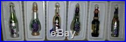 NEW Wine Bottle Glass Christmas Tree Ornaments. Lot of 6