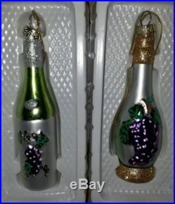 NEW Wine Bottle Glass Christmas Tree Ornaments. Lot of 6