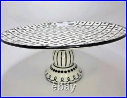 NEW WithTag M Bagwell Mix & Match Black White 12 Pedestal Cake Stand RARE
