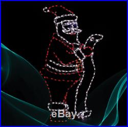 NEW Xmas Santa with List Outdoor Holiday LED Lighted Decoration Steel Wireframe