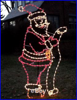 NEW Xmas Santa with List Outdoor Holiday LED Lighted Decoration Steel Wireframe