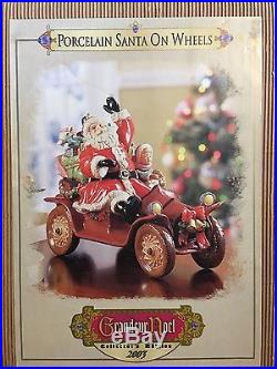 NIB 1999 GRANDEUR NOEL PORCELAIN FIGURINE 3PC SET & 2003 Santa On Wheels LOOK