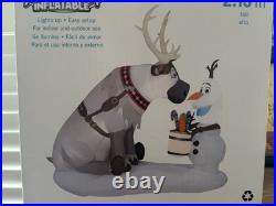 NIB Gemmy Frozen Christmas Airblown Inflatable Olaf & Sven 7 Ft Indoor Outdoor
