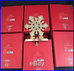 NIB Lenox Holiday Christmas SNOWFLAKE Stocking Holders Gold Heavy Metal Set of 6