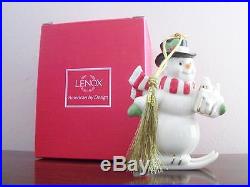NIB Lenox Porcelain Holiday Christmas Ornament 2015 Snowman withGift Box