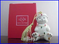 NIB Lenox Porcelain Holiday Christmas Ornament 2015 Teddy Bear withGift Box