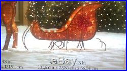 NIB Outdoor Holiday Decor. 90 long LIGHTED Lead-Wire & Resin DEERS & SLED