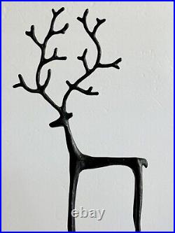 NIB Pottery Barn Bronze Sculpted Reindeer Deer Medium Size Christmas Holiday