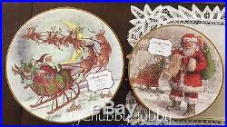 NIB Pottery Barn S/8 NOSTALGIC SANTA 4 DINNER Plates & 4 BOWLS CHRISTMAS