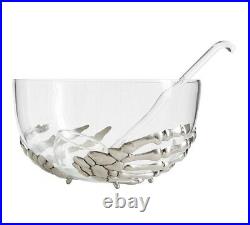 NIB Pottery Barn Skeleton 5 Qt. Punch Bowl with LADLE