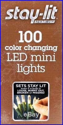 NIB Sylvania Stay-Lit Platinum Color Changing 3-Function LED Mini X-mas