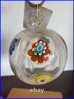 NIB Vintage D’Este P Millefiori Latticino Ribbon Murano Glass Ornament Venezia