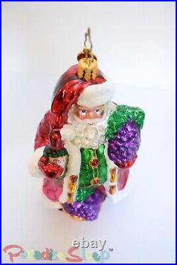 NWOT Christopher Radko, Santa with Wine Glass Ornament. RARE, Retired