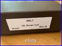 NWOT Rancourt & Company Men's Calfskin Dk BR Belt, SZ 38, BL032, Brass Buckle
