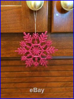 NWT 20 Pink Fuchsia Glitter Snowflake Ornaments Christmas Tree Decorations New