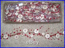 NWT 47 Wood BUTTON Red BERRY Christmas Swag GARLAND Sewing theme Craft Decor