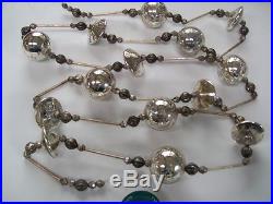 NWT 6′ Silver Mercury Glass Fancy Antiqued Bead Christmas Garland