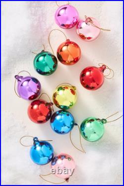 NWT Anthropologie set of 9 glass mirrored 4 Shining Ball Ornaments Christmas