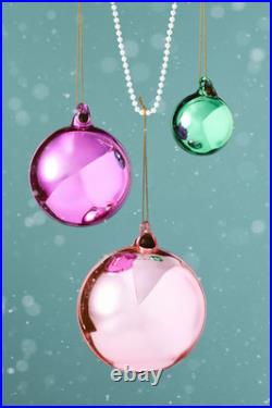 NWT Anthropologie set of 9 glass mirrored 4 Shining Ball Ornaments Christmas