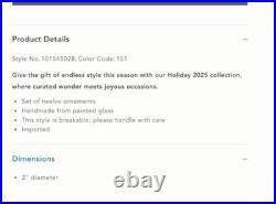 NWT Anthropologie set of 9 glass mirrored 4 Shining Ball Ornaments Christmas