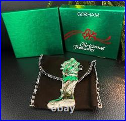 NWT NEW 1987 Sterling Silver Gorham Christmas Treasures Stocking Ornament