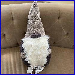 NWT Pottery Barn Clarke Gnome Shaped Pillow Gray Plush Christmas 25×30 NEW