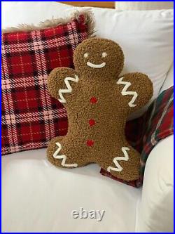 NWT Pottery Barn Cozy Teddy Gingerbread Shaped Pillow