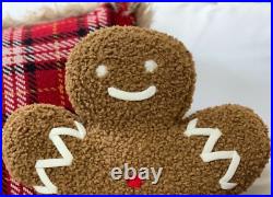 NWT Pottery Barn Cozy Teddy Gingerbread Shaped Pillow