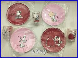 NWT Pottery Barn Kids Peanuts Valentine Charlie Brown Snoopy Plates Cups set