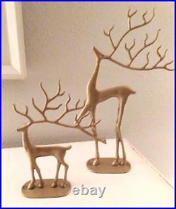 NWT Pottery Barn Merry Reindeer Small & Medium Set of 2 Christmas Gold Holiday