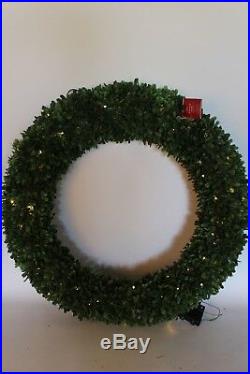 NWT Pottery Barn Outdoor Lit Boxwood Christmas wreath 32 large with lights
