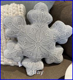 NWT Pottery Barn SHIMMER SNOWFLAKE SHAPED Pillow CHRISTMAS Winter WONDERLAND