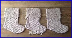 NWT Set of 3 Bella Notte Linens Christmas Stockings with Olivia Lace In Powder