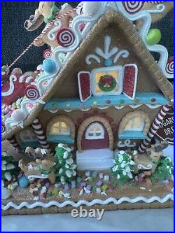 NWT Sugarplum Dreams Christmas Santa's Sleigh Colorful Frosted Glitter LED House