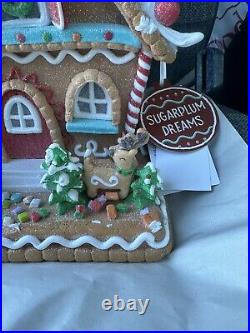 NWT Sugarplum Dreams Christmas Santa's Sleigh Colorful Frosted Glitter LED House