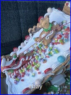 NWT Sugarplum Dreams Christmas Santa's Sleigh Colorful Frosted Glitter LED House