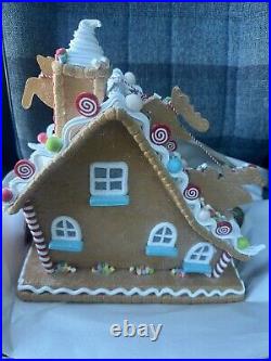 NWT Sugarplum Dreams Christmas Santa's Sleigh Colorful Frosted Glitter LED House