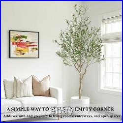 Nafresh 7ft Tall Faux Olive Tree Potted Silk Artificial Indoor with Green