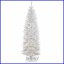 National Tree6 1/2′ Kingswood White Fir Hinged Pencil Tree with 250 Clear Lig