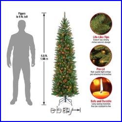 National Tree 6.5ft Pre-Lit Kingswood Fir Slim Christmas Tree Multicolor Lights