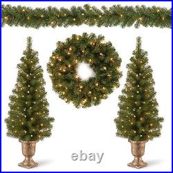 National Tree Company 4 Pc Assorted Greenery with White LED Lights