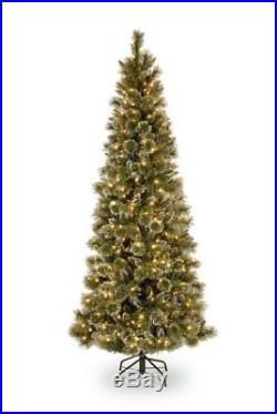 National Tree Company 7.5′ Pre-Lit Glittery Bristle Slim Pine Tree with600 lights
