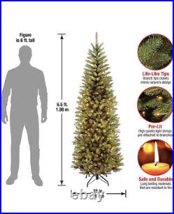 National Tree Company Artificial Pre-Lit Slim Christmas Tree, 6.5 ft, Green