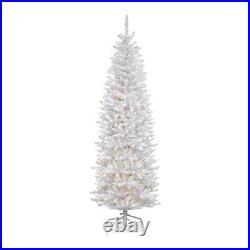 National Tree Pre Lit 7.5′ White Kingswood Fir Artificial Pencil Tree (Open Box)
