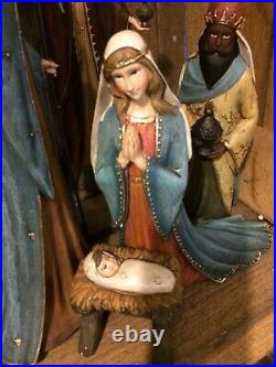 Nativity Christmas Figures Crib Beautiful Set Mary Joseph Etc
