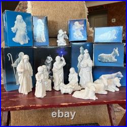Nativity Collectibles White Bisque Porcelain Figurine Set Christmas Holiday