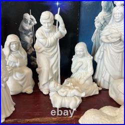 Nativity Collectibles White Bisque Porcelain Figurine Set Christmas Holiday