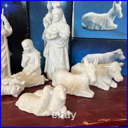 Nativity Collectibles White Bisque Porcelain Figurine Set Christmas Holiday
