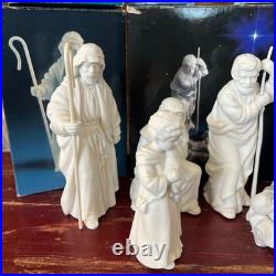 Nativity Collectibles White Bisque Porcelain Figurine Set Christmas Holiday